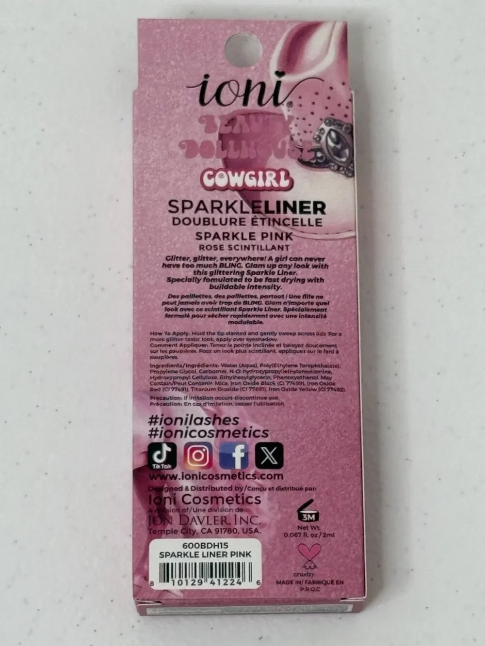 Ioni Sparkleliner Glitter Eyeliner Sparkle Pink New